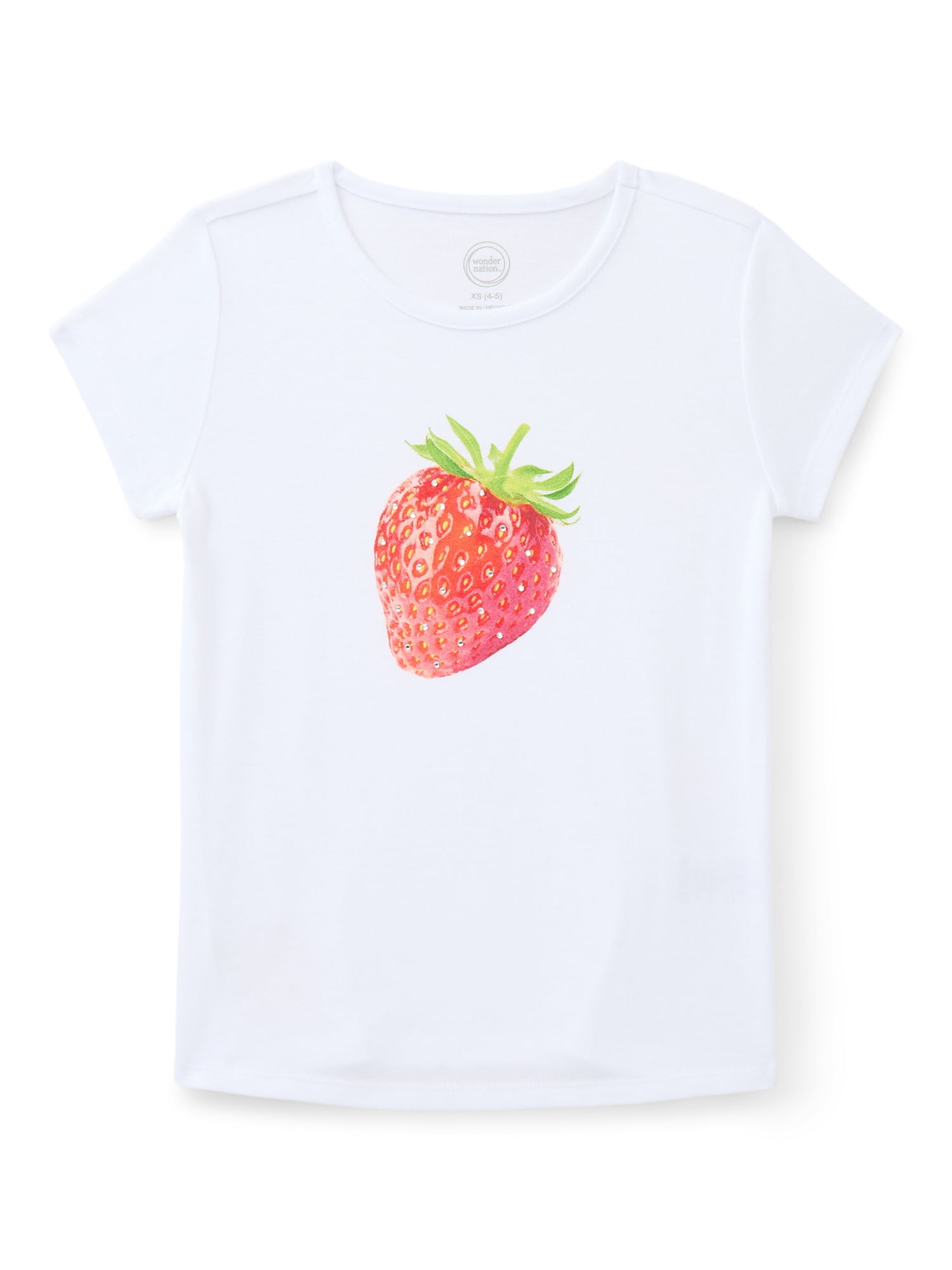Wonder Nation Girls Embellished Graphic Tee with Short Sleeves, Sizes 4-18 & Plus