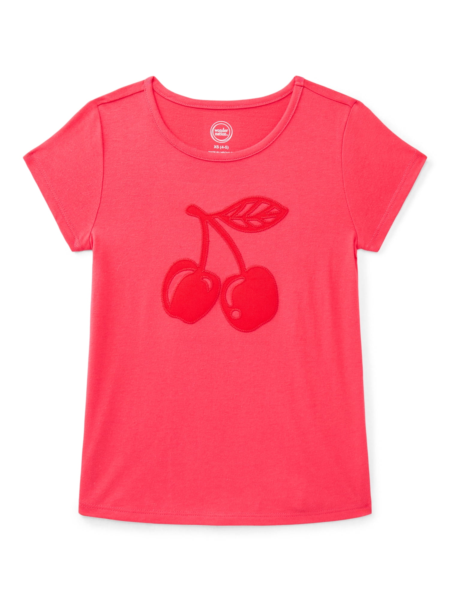 Wonder Nation Girls Embellished Graphic Tee with Short Sleeves, Sizes 4-18 & Plus