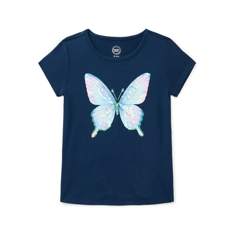 Girls Embellished Graphic Tee with Short Sleeves, Sizes 4-18 & Plus