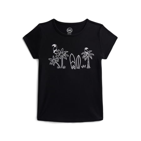 Wonder Nation Girls Embroidered Graphic Tee with Short Sleeves, Sizes 4-18 & Plus