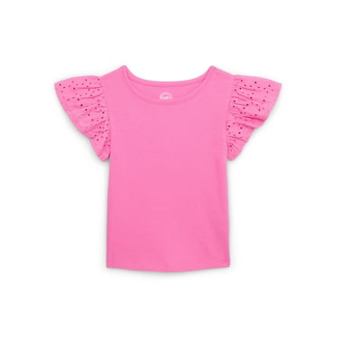 Wonder Nation Girls Eyelet Sleeve Top, Sizes 4-18 & Plus
