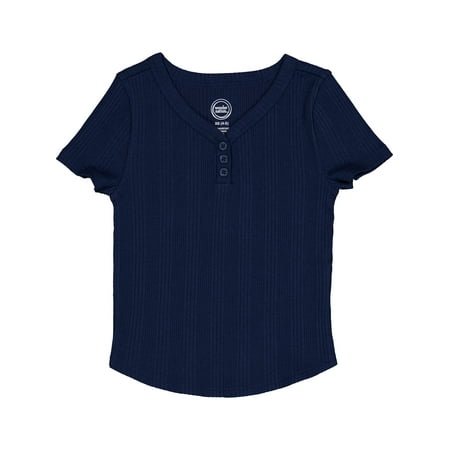 Wonder Nation Girls Short Sleeve Henley Knit Top, Sizes 4-18 & Plus