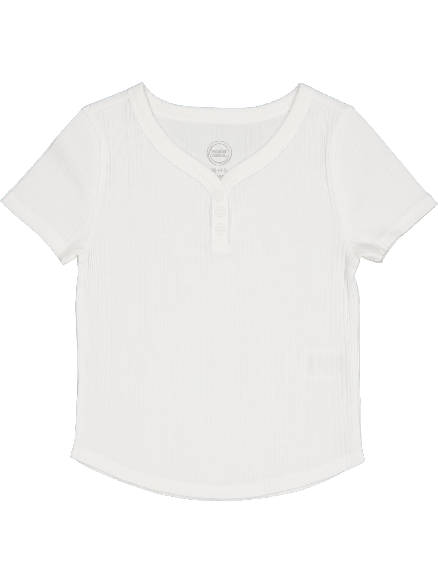 Wonder Nation Girls Ribbed Pointelle Keyhole T-Shirt, Sizes