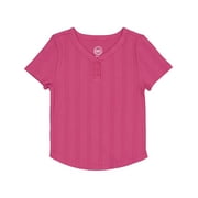 WONDER NATION Girls Short Sleeve Henley Knit Top, Sizes 4-18 & Plus