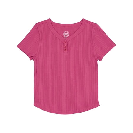 Wonder Nation Girls Short Sleeve Henley Knit Top, Sizes 4-18 & Plus