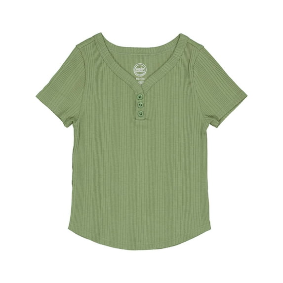 Wonder Nation Girls Short Sleeve Henley Knit Top, Sizes 4-18 & Plus