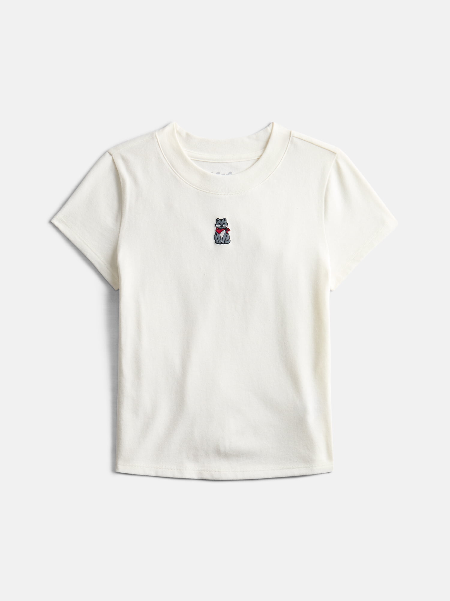 Wonder Nation Girls' Embroidered Icon Tee with Short Sleeves, Sizes 4-18 & Plus