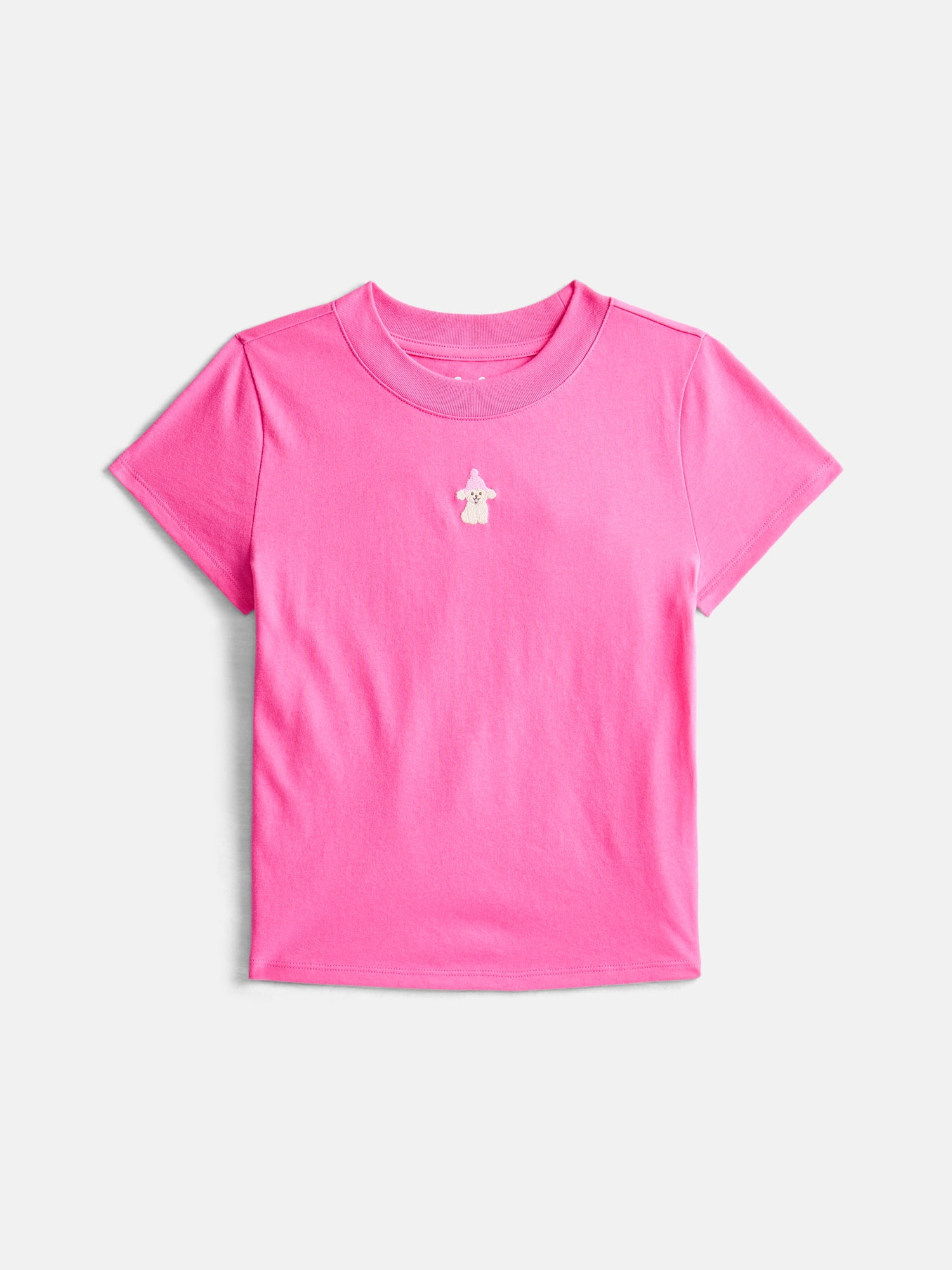 Wonder Nation Girls' Embroidered Icon Tee with Short Sleeves, Sizes 4-18 & Plus