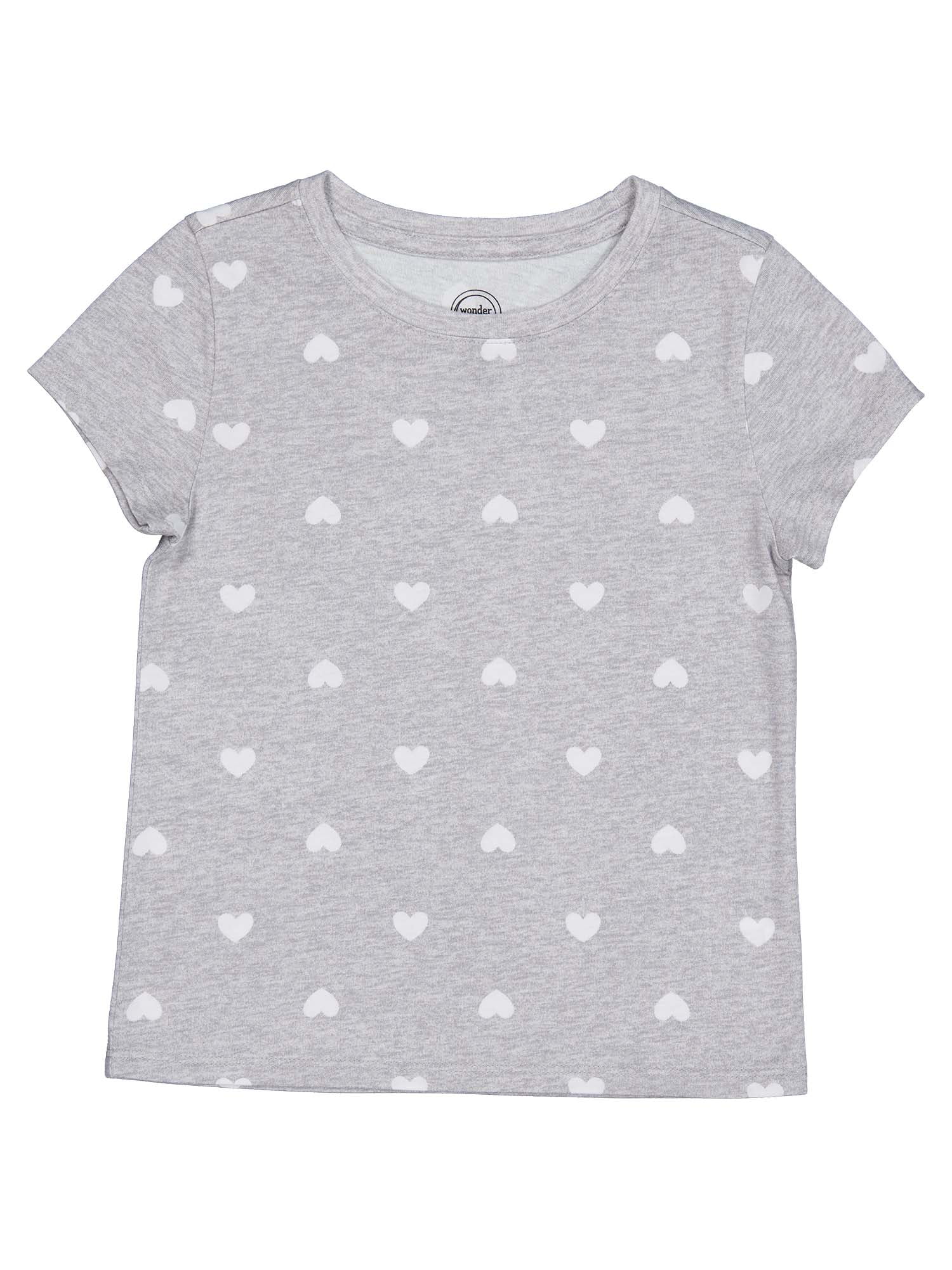 Wonder Nation Girls Kid Tough Tee with Short Sleeves, Sizes 4-18 & Plus
