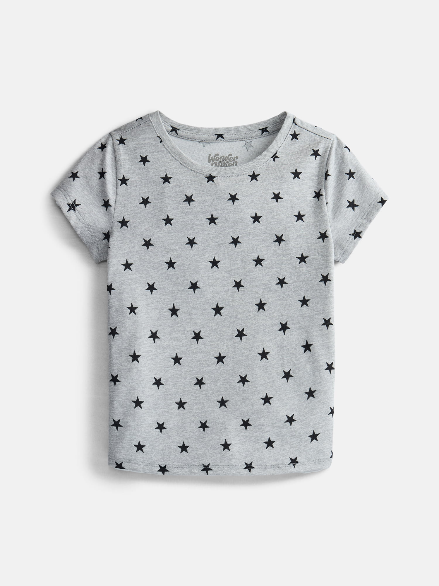 Wonder Nation Girls Kid Tough Tee with Short Sleeves, Sizes 4-18 & Plus