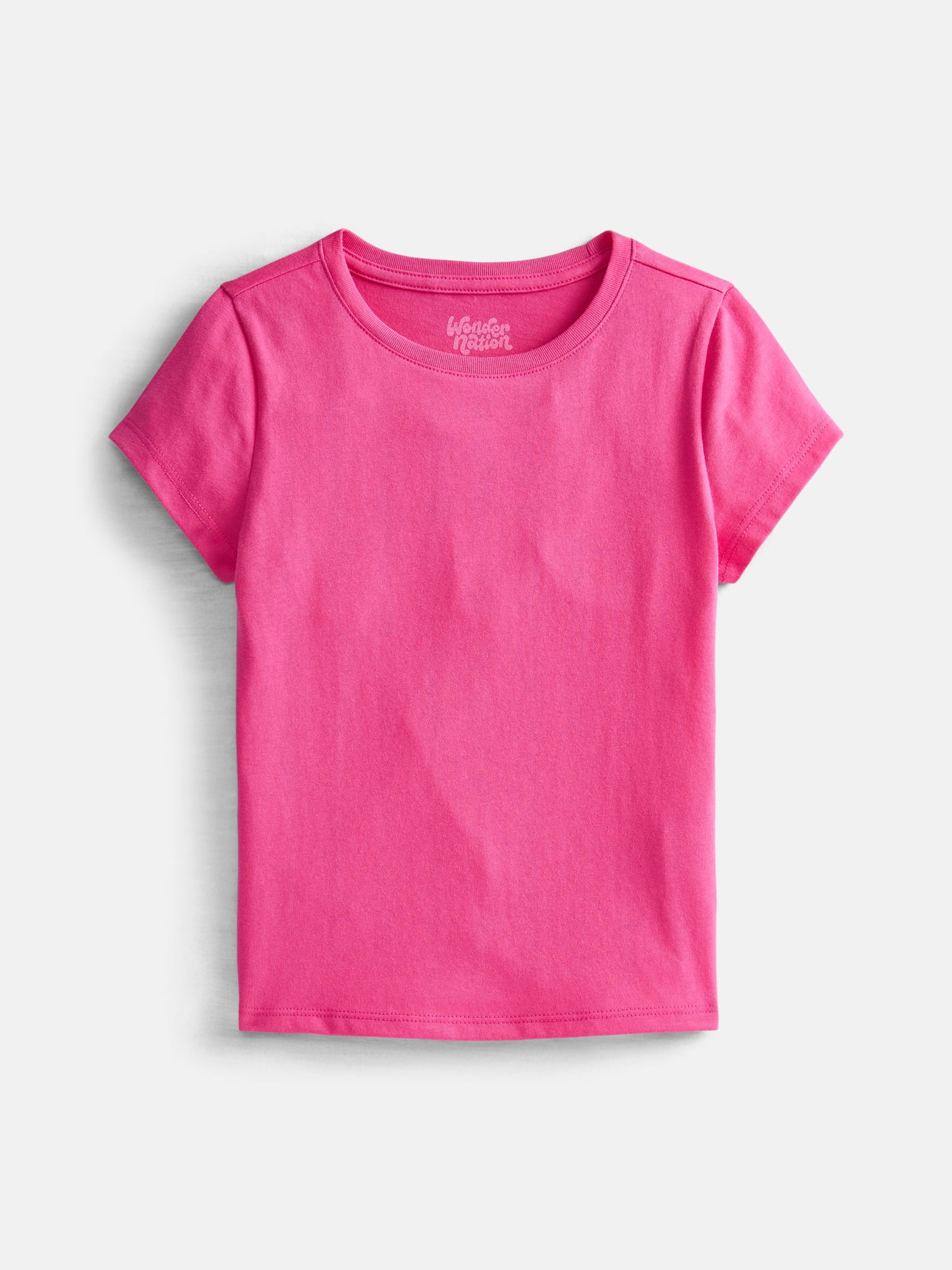 Wonder Nation Girls Kid Tough Tee with Short Sleeves, Sizes 4-18 & Plus