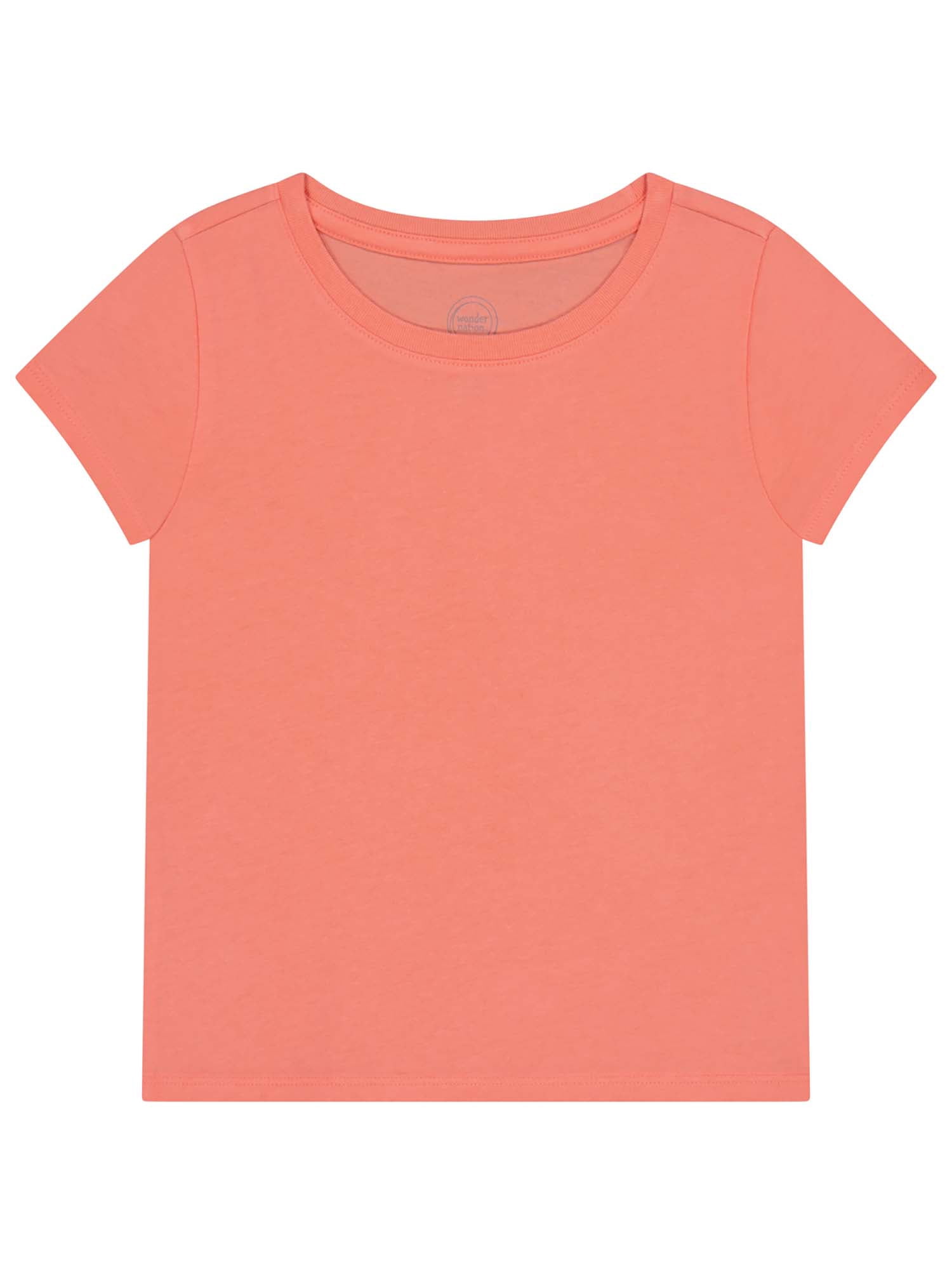 Wonder Nation Girls Kid Tough Tee with Short Sleeves, Sizes 4-18 & Plus