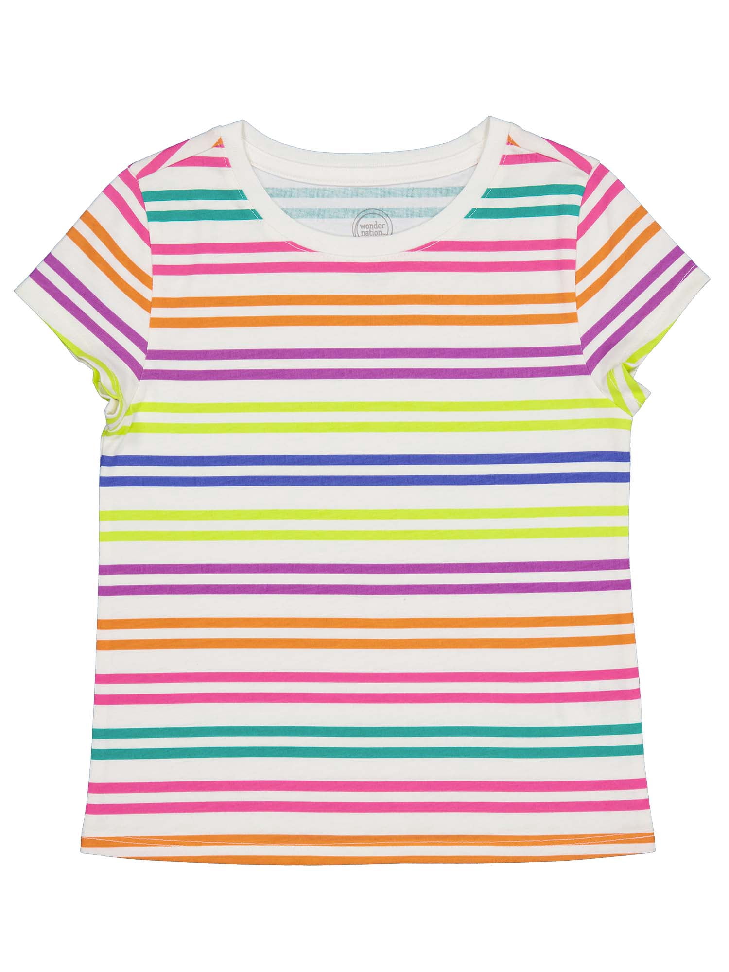 Wonder Nation Girls Kid Tough Tee with Short Sleeves, Sizes 4-18 & Plus