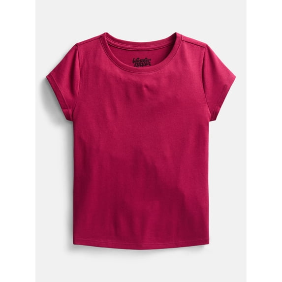 Wonder Nation Girls Kid Tough Tee with Short Sleeves, Sizes 4-18 & Plus
