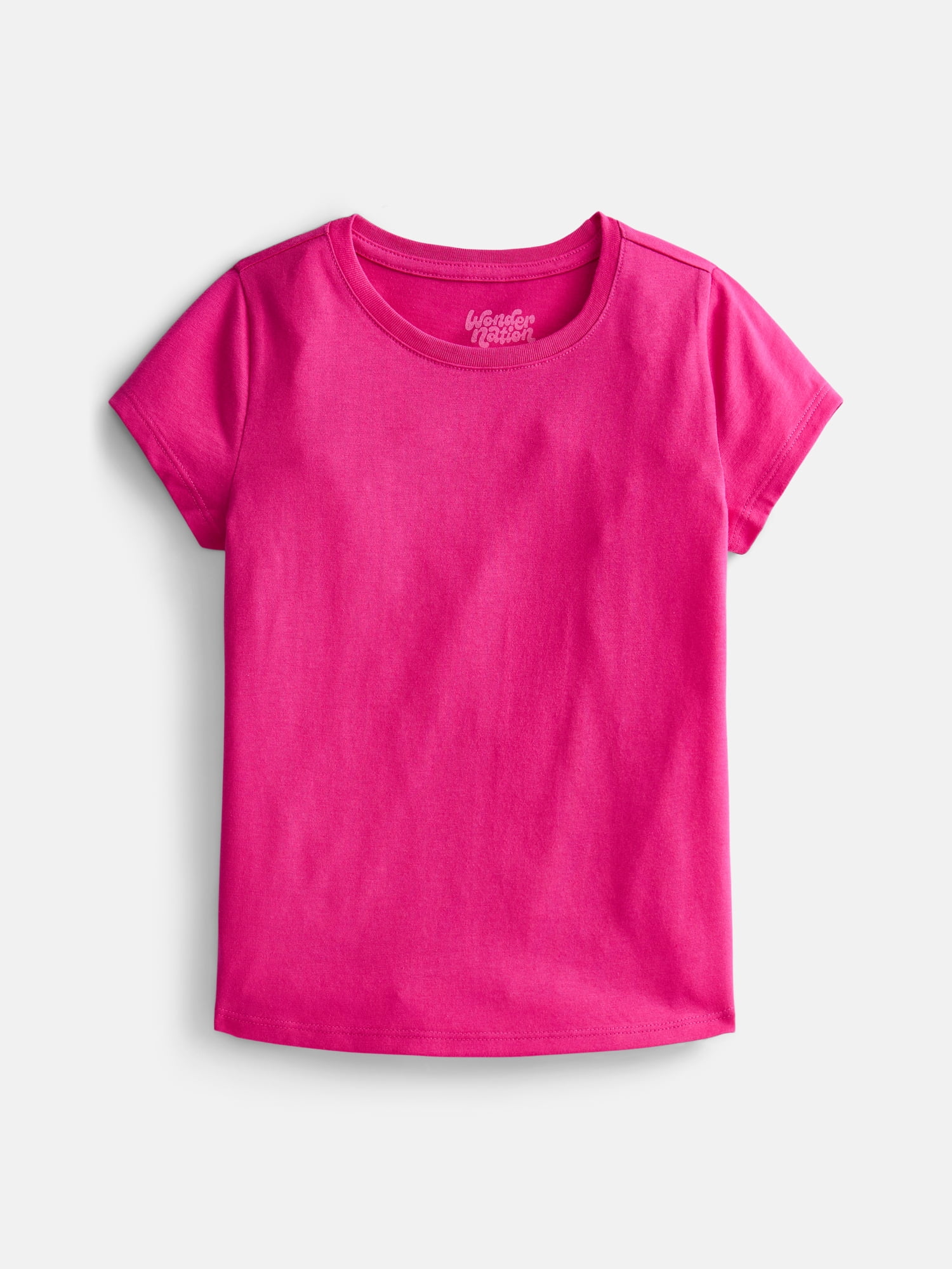 Wonder Nation Girls Kid Tough Tee with Short Sleeves, Sizes 4-18 & Plus