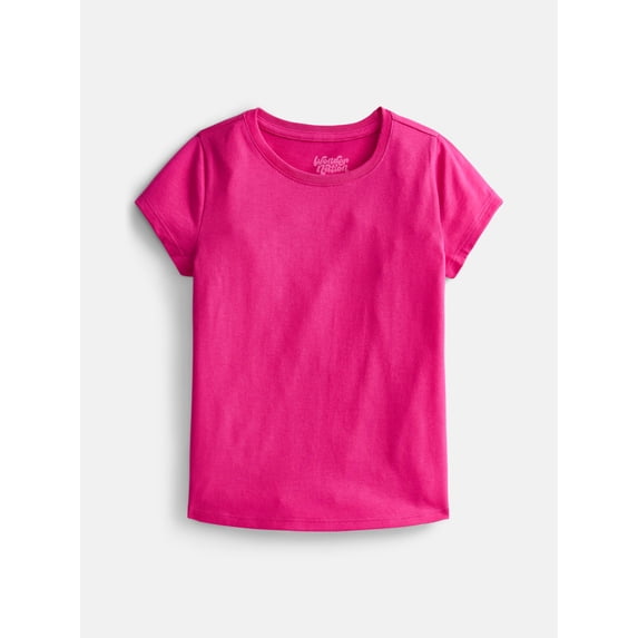 Wonder Nation Girls Kid Tough Tee with Short Sleeves, Sizes 4-18 & Plus