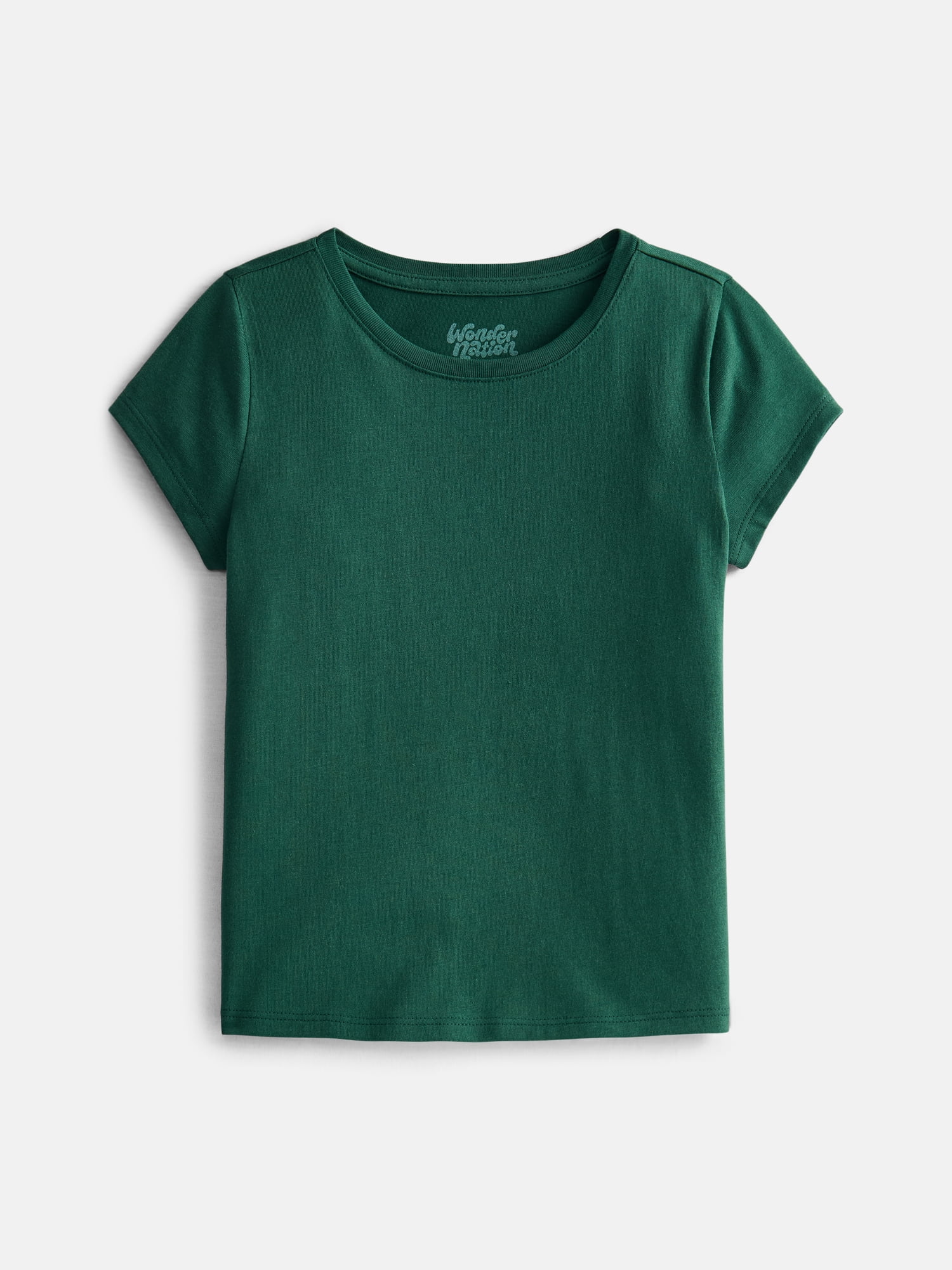 Wonder Nation Girls Kid Tough Tee with Short Sleeves, Sizes 4-18 & Plus