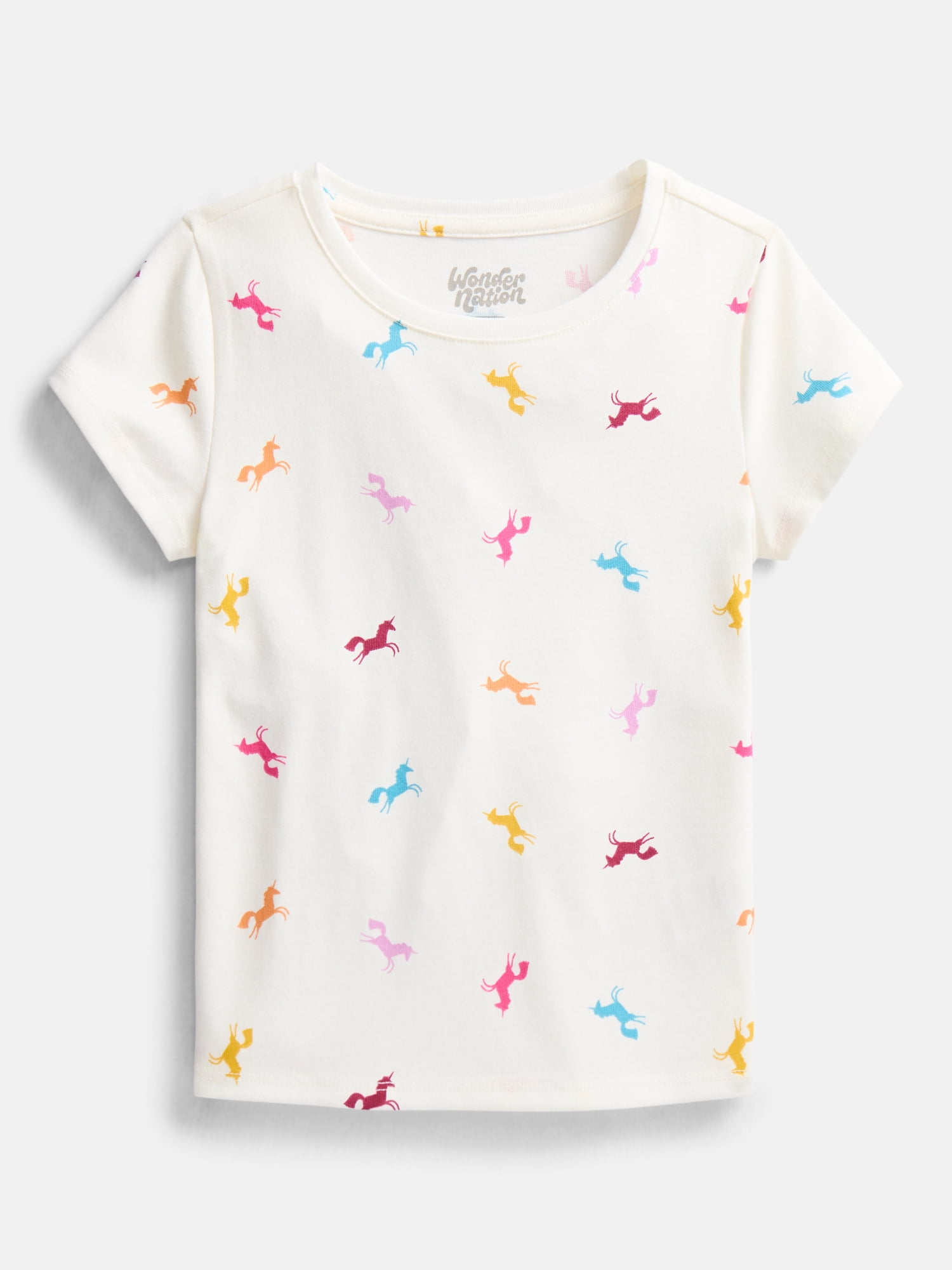 Wonder Nation Girls Kid Tough Tee with Short Sleeves, Sizes 4-18 & Plus