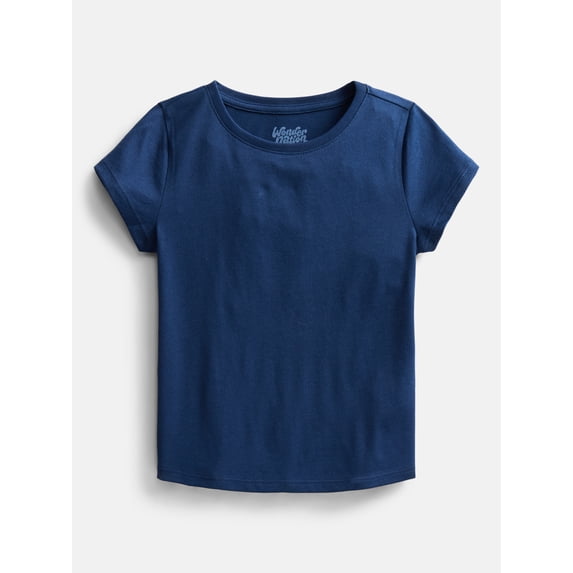 Wonder Nation Girls Kid Tough Tee with Short Sleeves, Sizes 4-18 & Plus