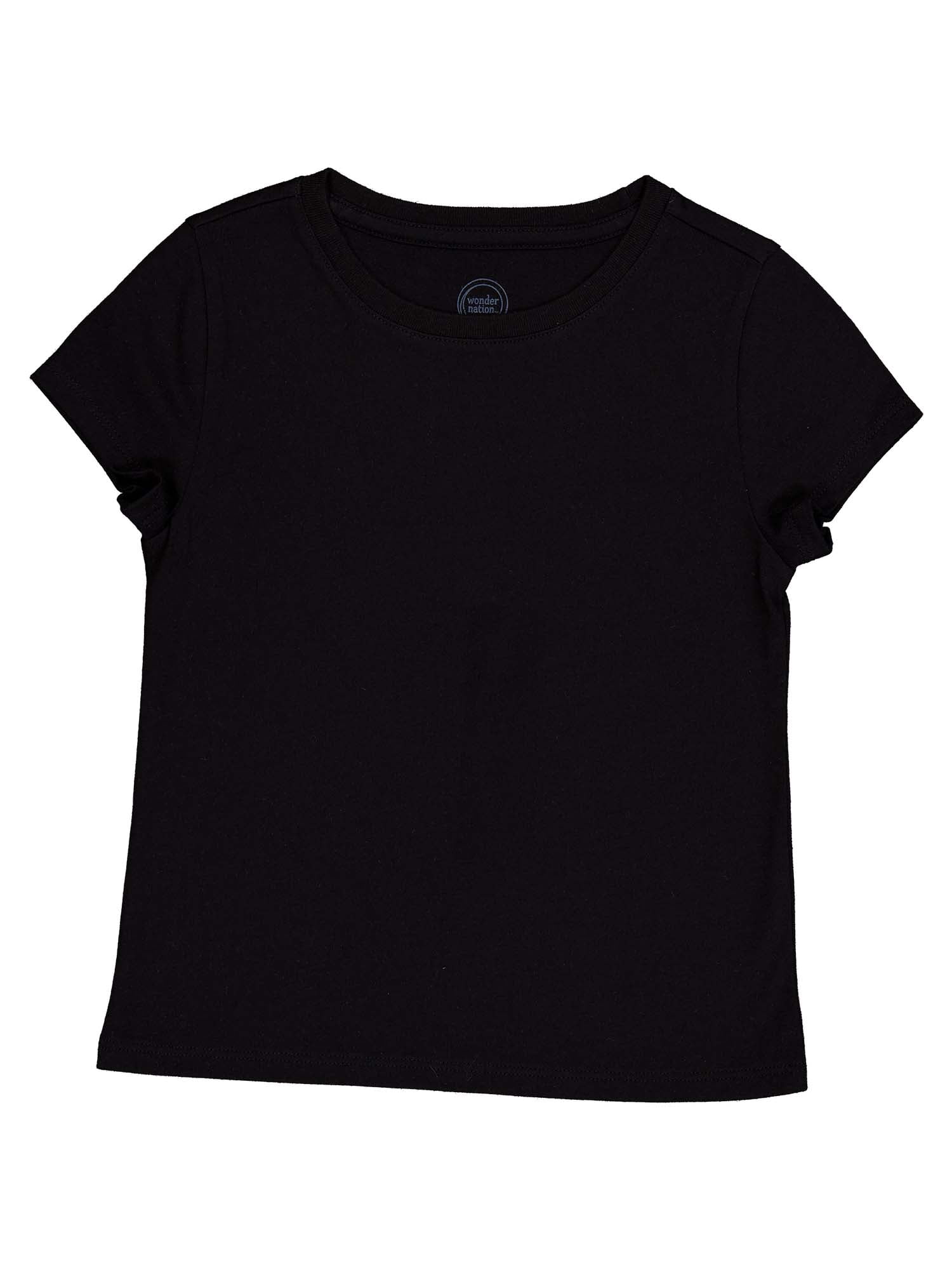 Wonder Nation Girls Kid Tough Tee with Short Sleeves, Sizes 4-18