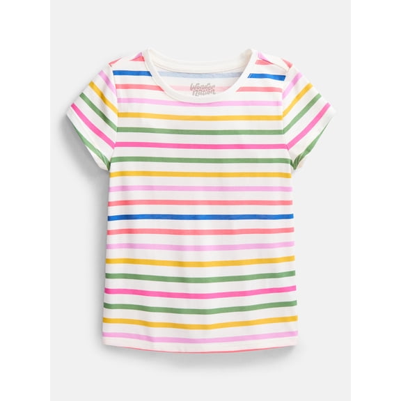 Wonder Nation Girls Kid Tough Tee with Short Sleeves, Sizes 4-18 & Plus