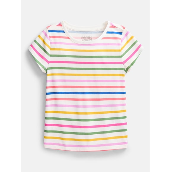 Wonder Nation Girls Kid Tough Tee with Short Sleeves, Sizes 4-18 & Plus