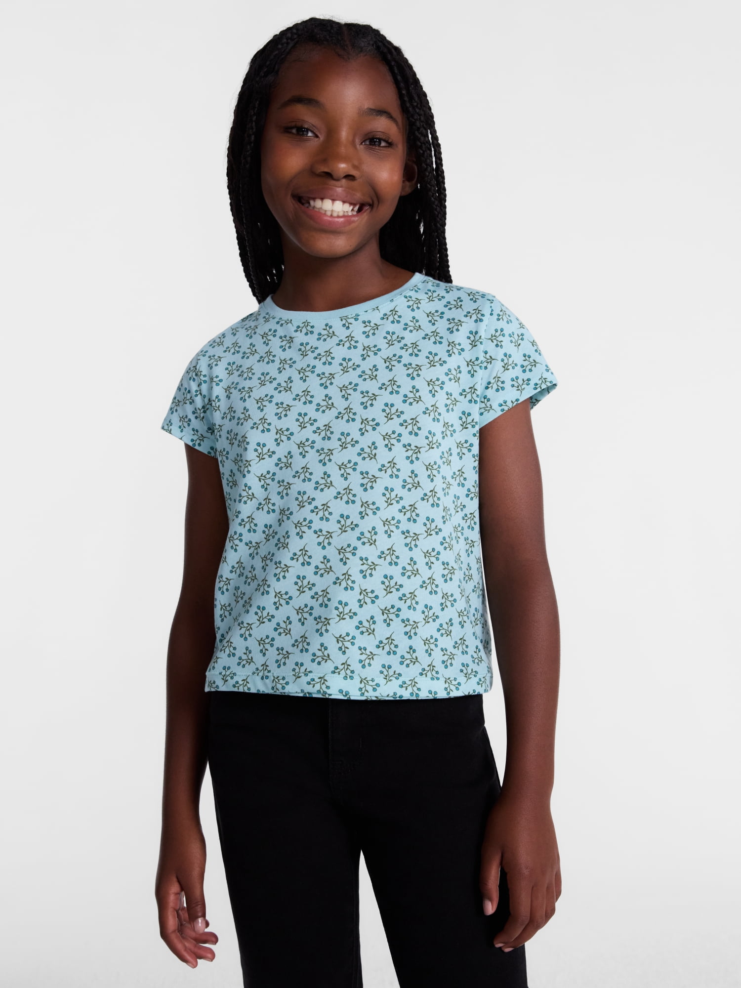 Wonder Nation Girls Kid Tough Tee with Short Sleeves, Sizes 4-18 & Plus