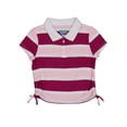 thumbnail image 1 of Wonder Nation Girls Side Ruched Polo Shirt with Short Sleeves, Sizes 4-18, 1 of 5