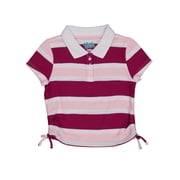Wonder Nation Girls Side Ruched Polo Shirt with Short Sleeves, Sizes 4-18
