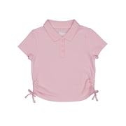 Wonder Nation Girls Side Ruched Polo Shirt with Short Sleeves, Sizes 4-18