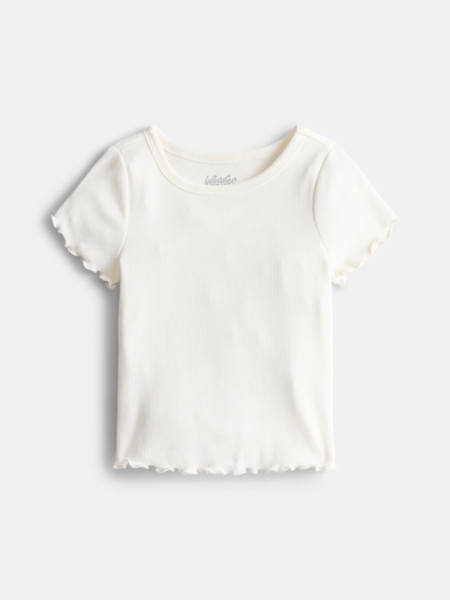 Wonder Nation Girls Lettuce Edge Tee with Short Sleeves, Sizes 4-18 & Plus
