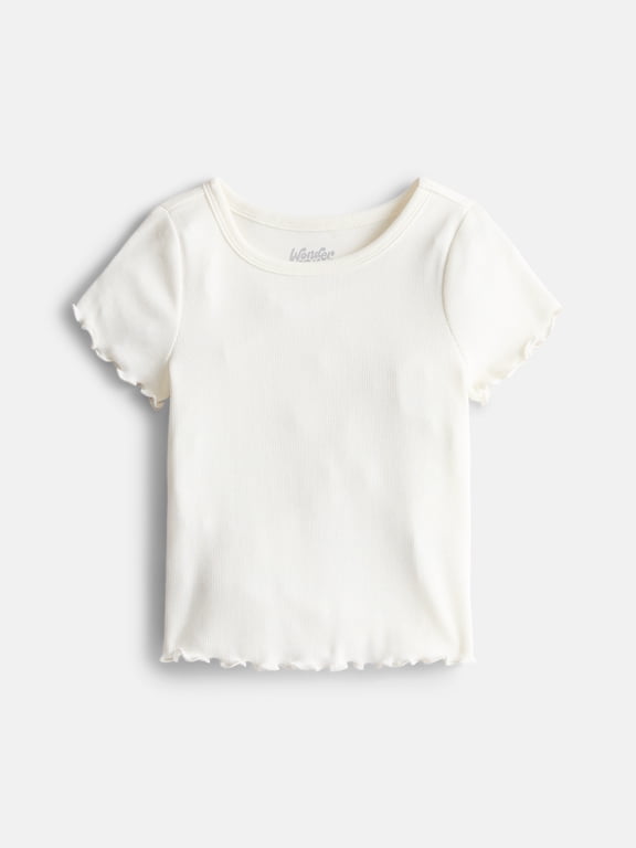 Girls Lettuce Edge Tee with Short Sleeves, Sizes 4-18 & Plus