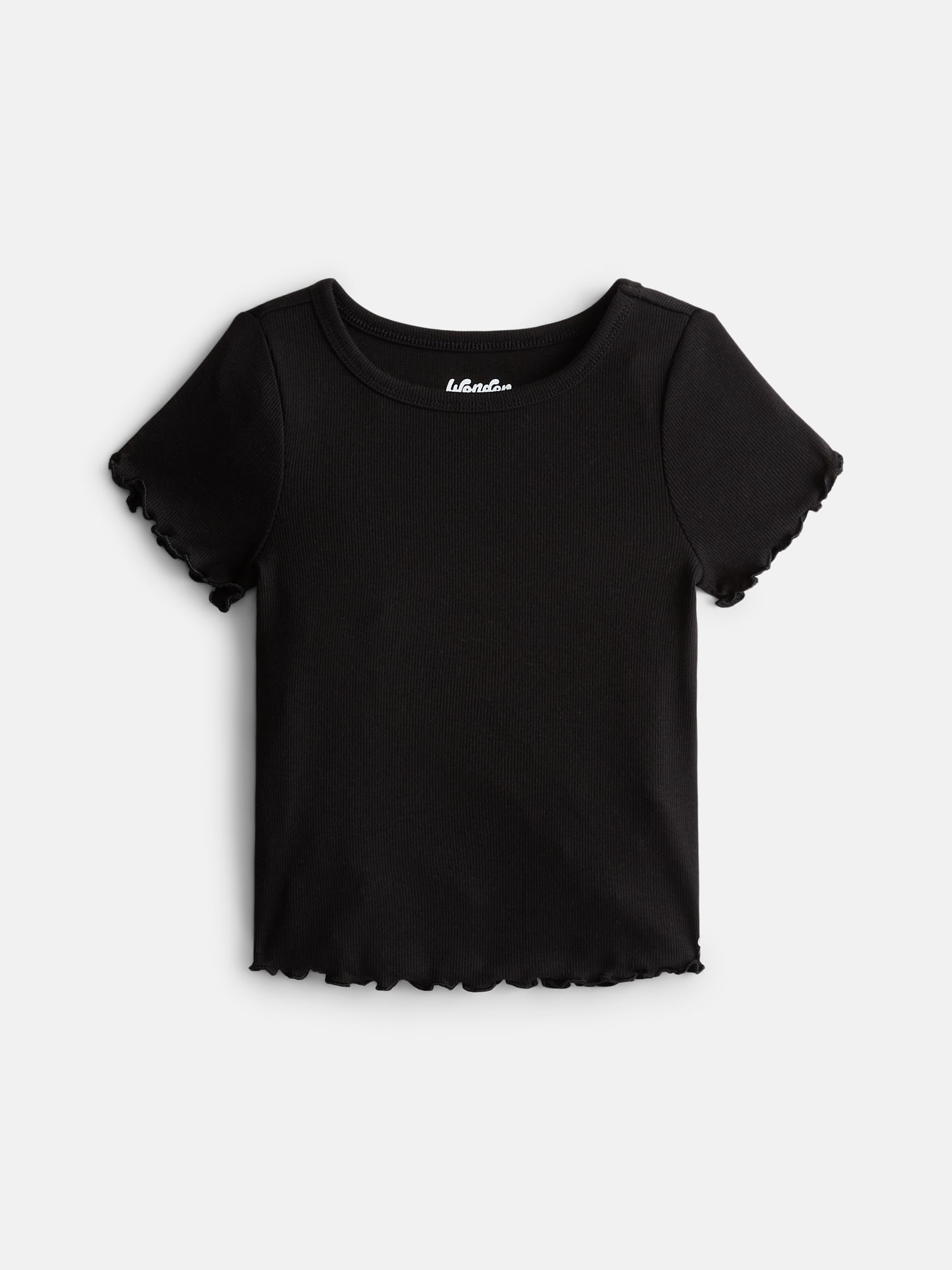 Wonder Nation Girls Lettuce Edge Tee with Short Sleeves, Sizes 4-18 & Plus
