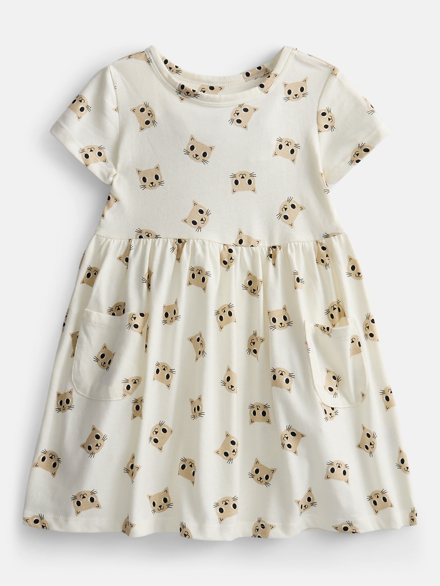 Wonder Nation Baby and Toddler Girls Printed Short Sleeve Dress, Sizes 0M-5T