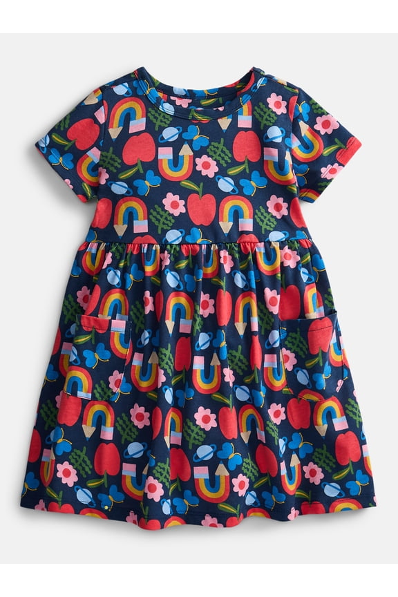 Baby and Toddler Girls Printed Short Sleeve Dress, Sizes 0M-5T