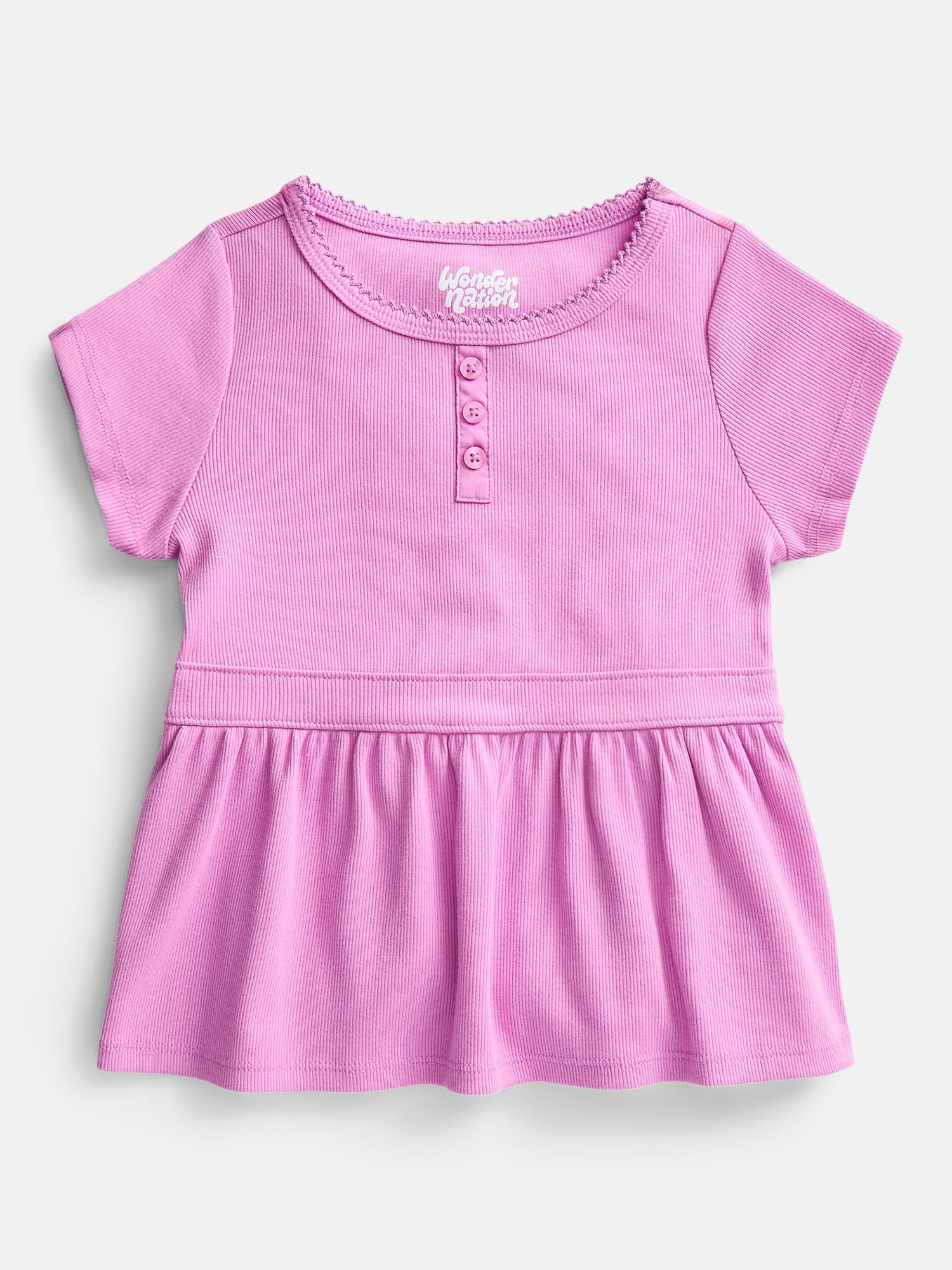 Wonder Nation Girls' Peplum Top with Short Sleeves, Sizes XS-XXL & Plus
