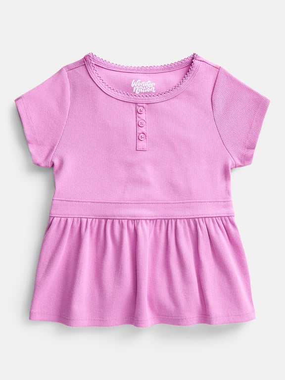 Girls' Peplum Top with Short Sleeves, Sizes XS-XXL & Plus