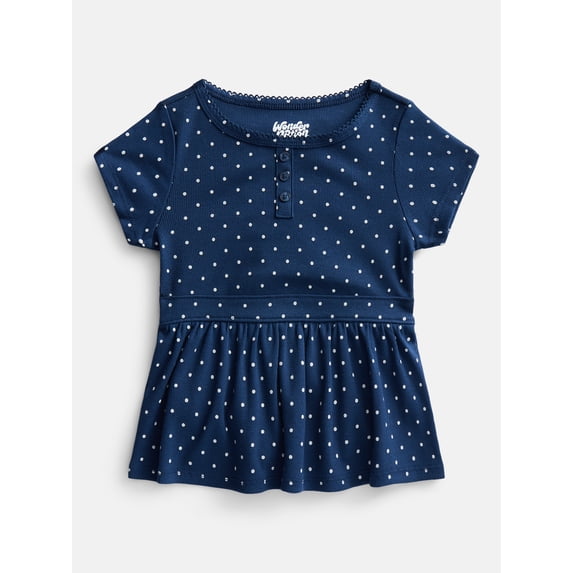 Wonder Nation Girls' Peplum Top with Short Sleeves, Sizes XS-XXL & Plus