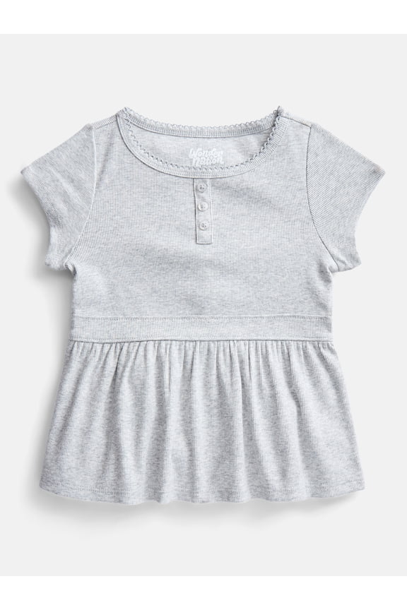 Girls' Peplum Top with Short Sleeves, Sizes XS-XXL & Plus