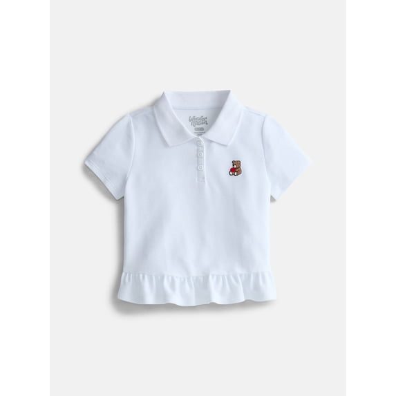 Wonder Nation Girls Peplum Polo Shirt with Short Sleeves, Sizes 4-18 & Plus