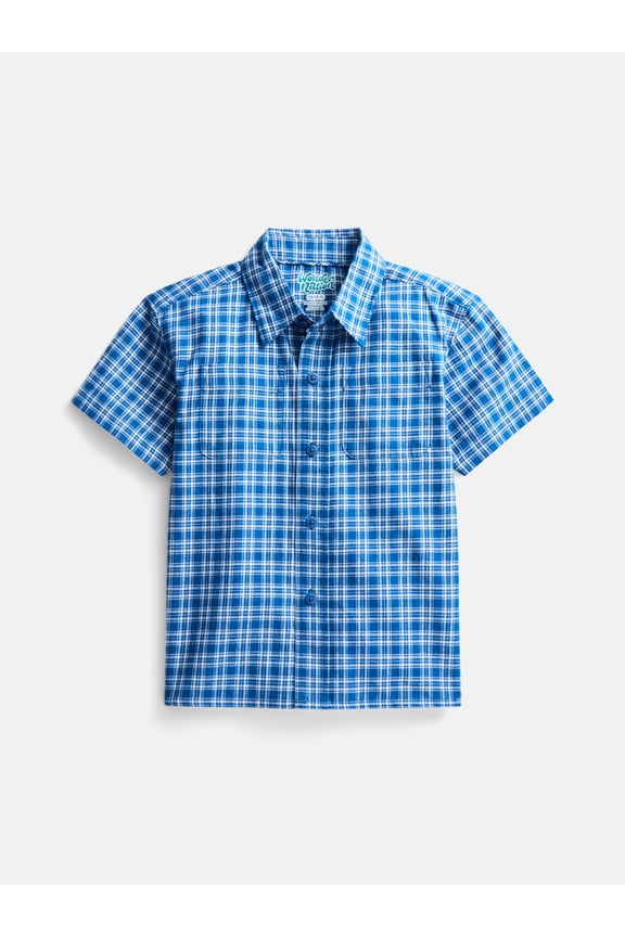Boys' Button Front Cotton Shirt with Short Sleeves, Sizes 4-18 & Husky