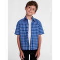 thumbnail image 1 of Wonder Nation Boys' Button Front Cotton Shirt with Short Sleeves, Sizes 4-18 & Husky, 1 of 8