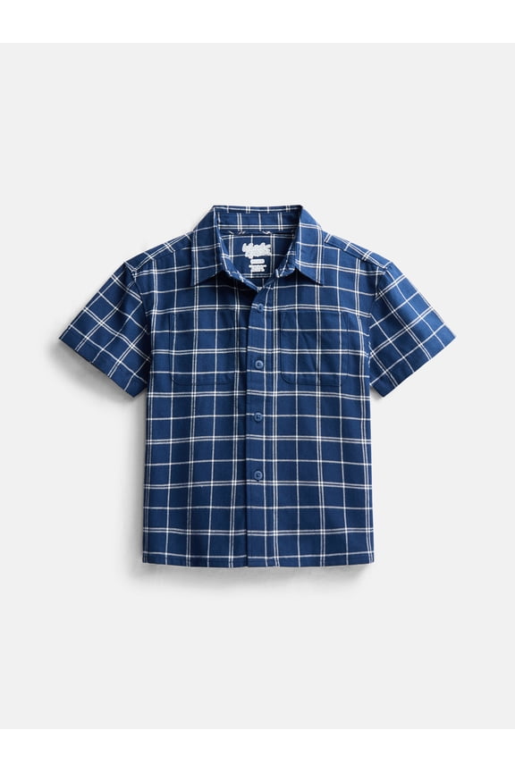 Boys' Button Front Cotton Shirt with Short Sleeves, Sizes 4-18 & Husky
