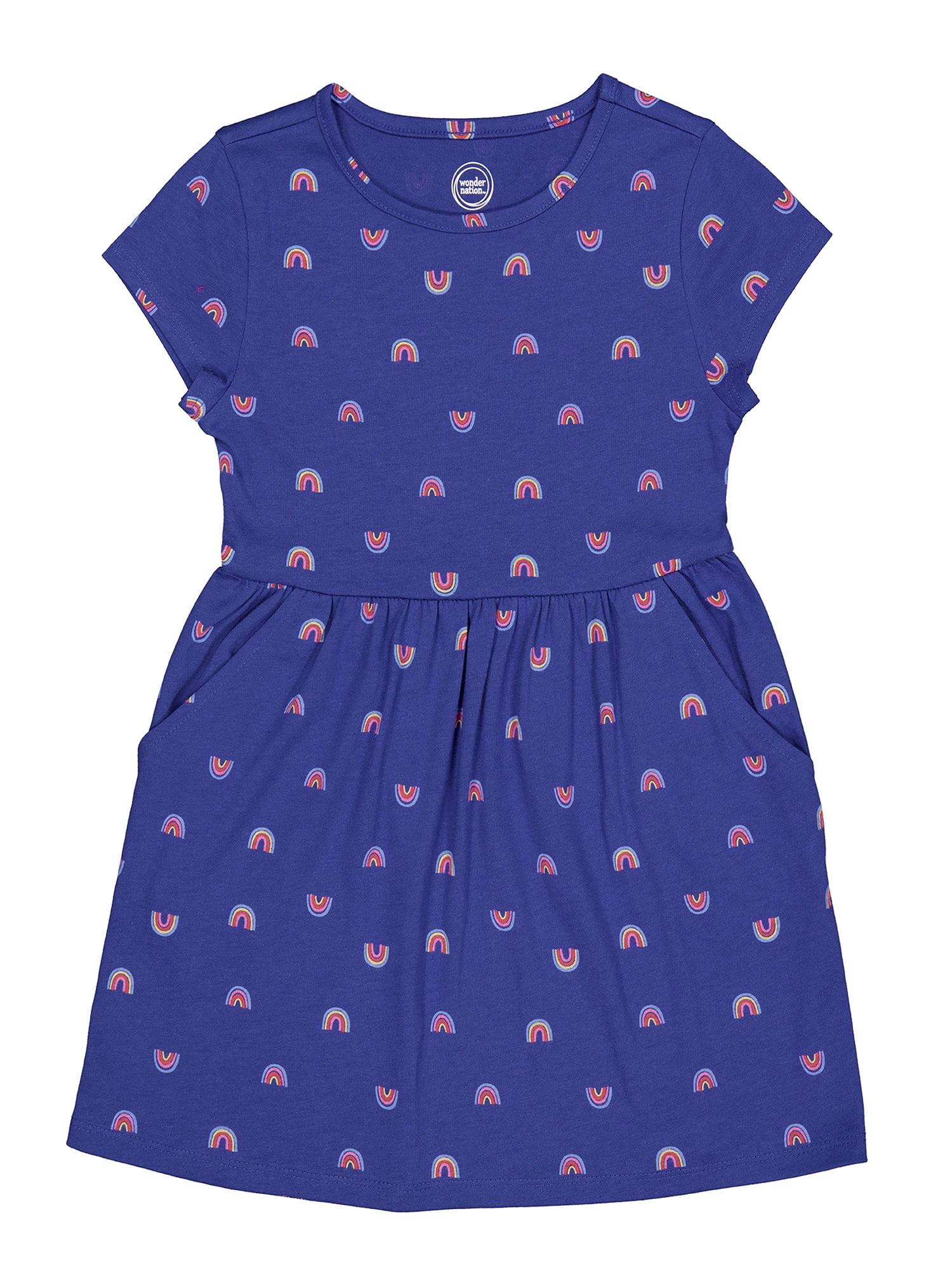 Wonder Nation Girls Short Sleeve Play Dress, Sizes 4-18 & Plus