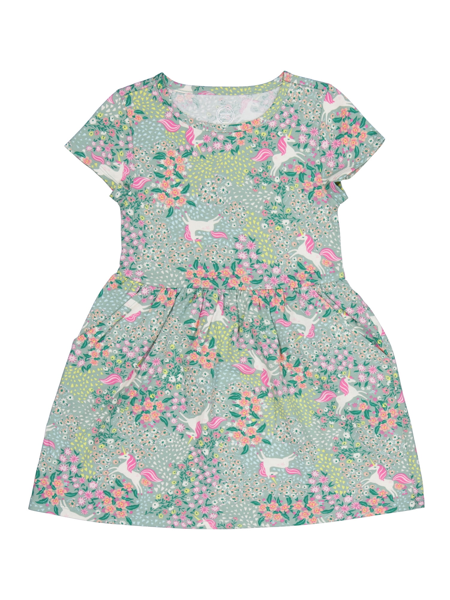 Wonder Nation Girl's Short Sleeve Play Dress, Sizes 4-18 & Plus