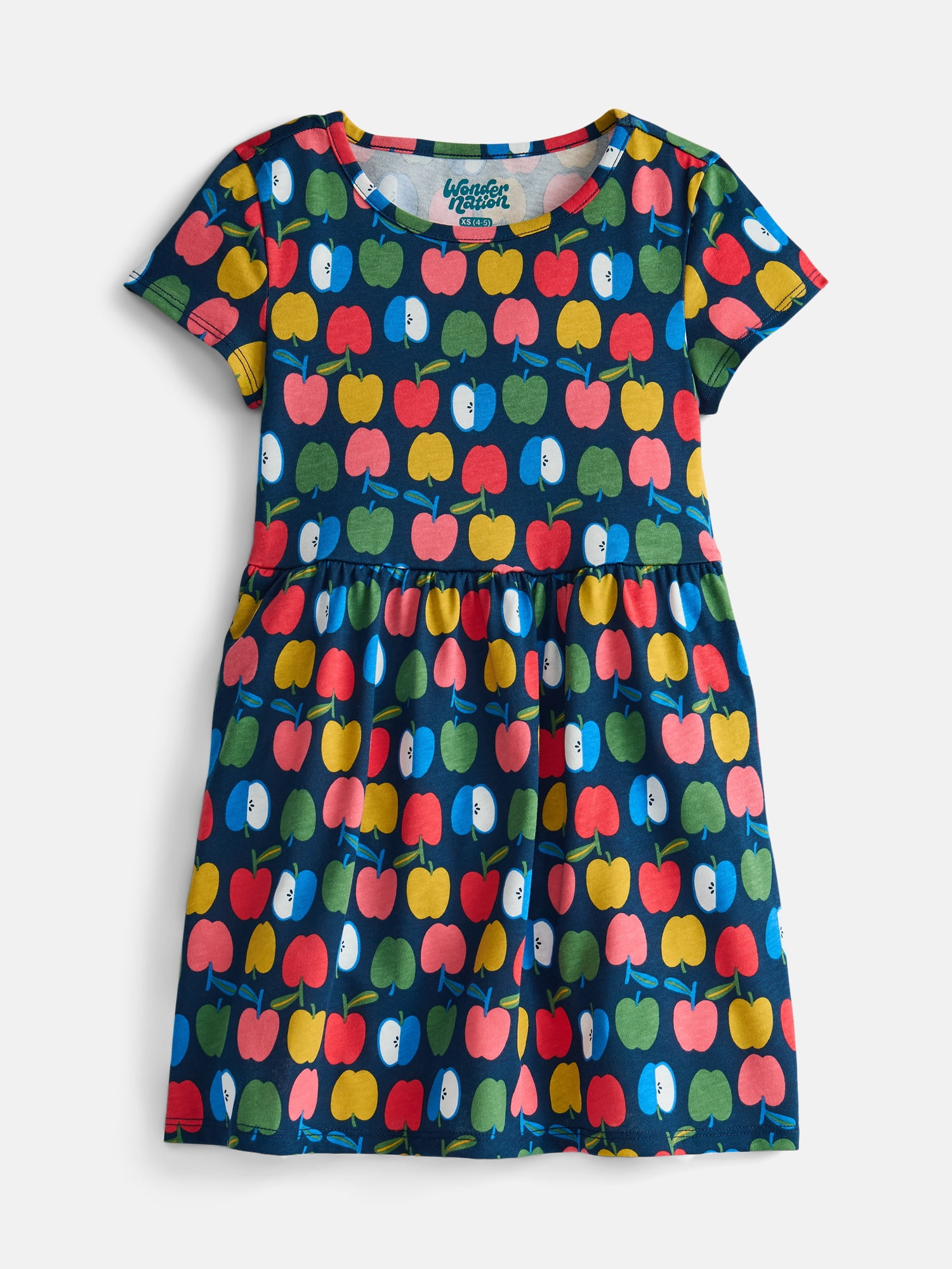 Wonder Nation Girl’s Play Dress with Short Sleeves, Sizes XS-XXL