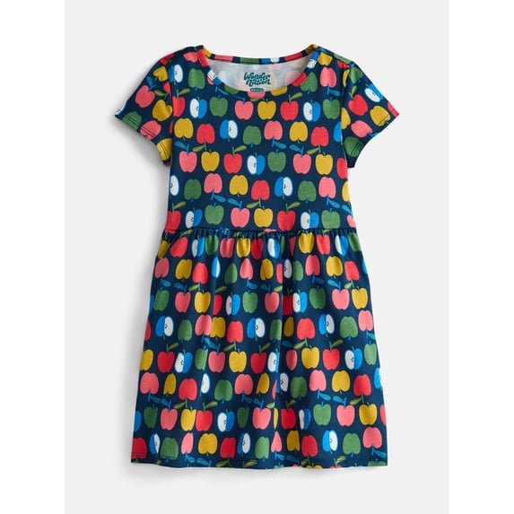 Wonder Nation Girl’s Play Dress with Short Sleeves, Sizes XS-XXL