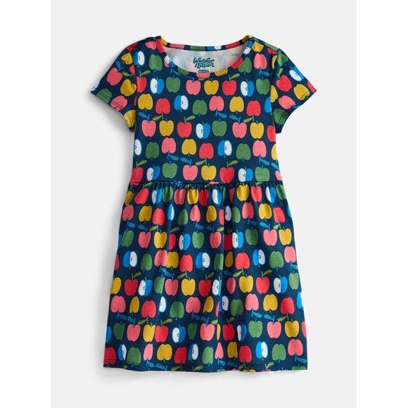 Wonder Nation Girl’s Play Dress with Short Sleeves, Sizes XS-XXL