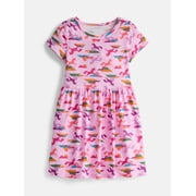 Wonder Nation Girl’s Play Dress with Short Sleeves, Sizes XS-XXL