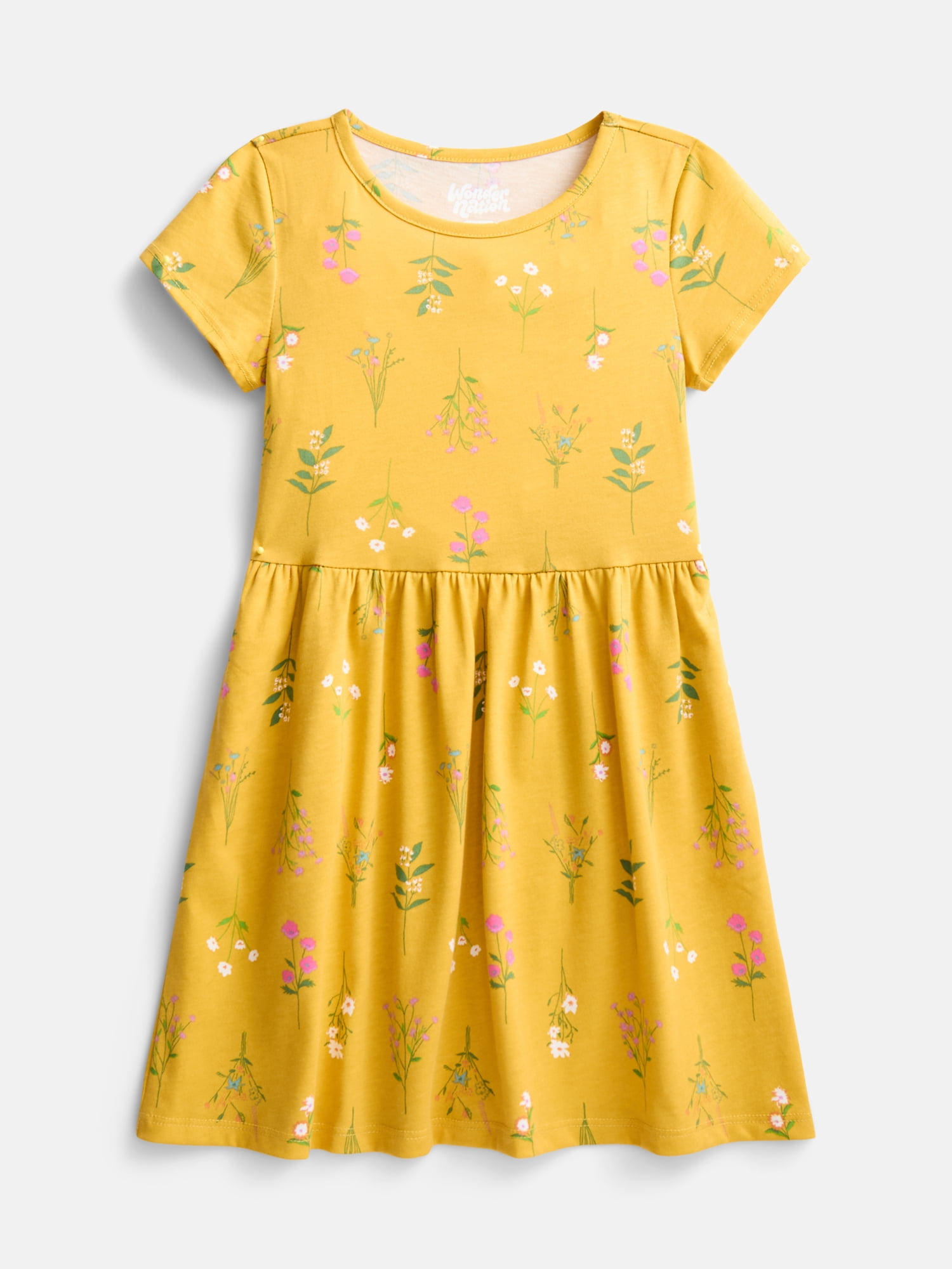 Wonder Nation Girl’s Play Dress with Short Sleeves, Sizes XS-XXL